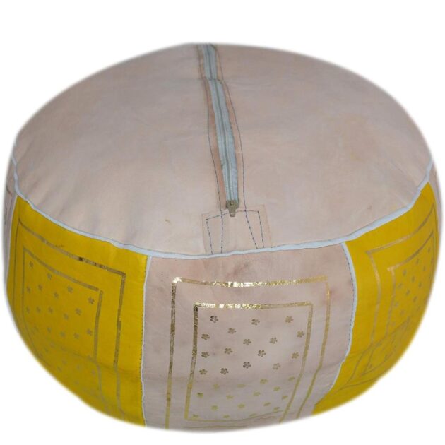 Handcrafted Leather Pouf - Image 3