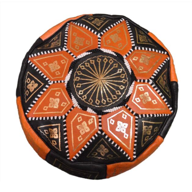 Handcrafted Leather Pouf - Image 2