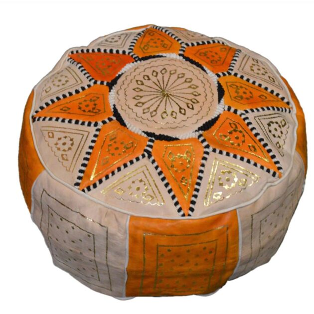 Handcrafted Leather Pouf - Image 4