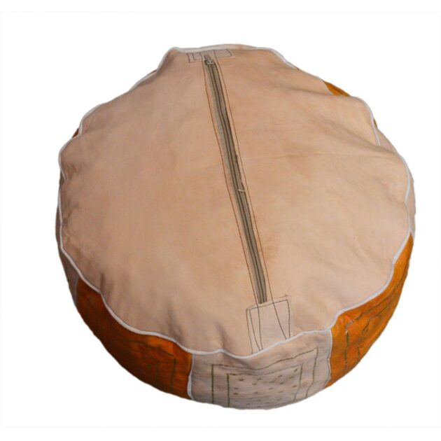Handcrafted Leather Pouf - Image 3