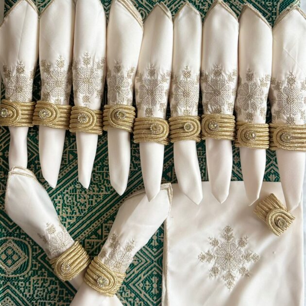 Moroccan Hand-Embroidered Tablecloth
